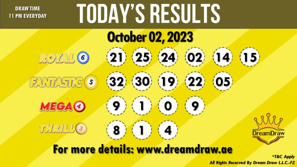 Dream Draw Results Today 2023